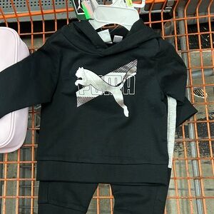 Puma Black and Gray Kids Hoodie Set